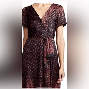 CLUB MONACO Red & Black Knee Length Dress.